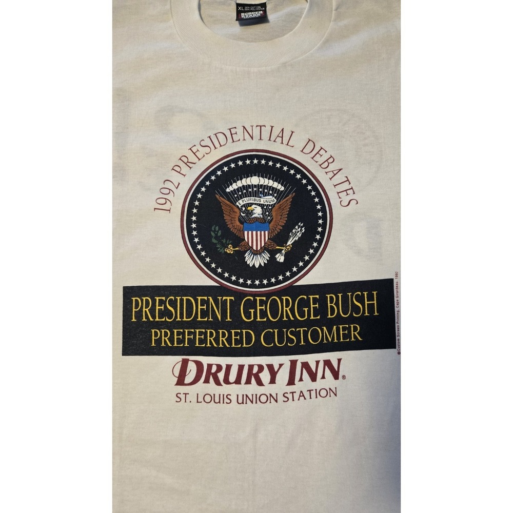 Vtg Bush 1992 Presidential Debates Drury Inn St Louis Union Station T-Shirt XL